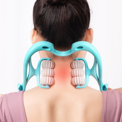 Manual Six-wheel Neck Massager for Deep Tissue Relief - Ergonomic 