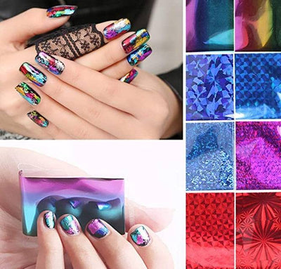 Colorful holographic Starry Sky Paper nail stickers for creative nail art designs