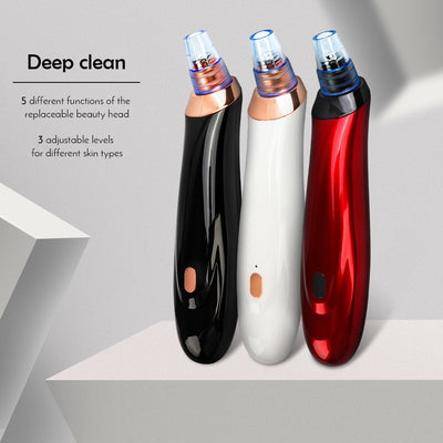 Three electric blackhead instruments with replaceable heads and adjustable suction levels for deep pore cleaning