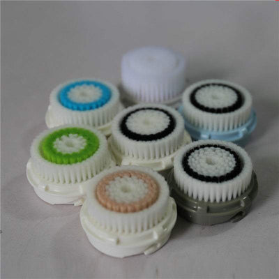 assorted replacement brush heads for face wash artifact brush with artificial fiber bristles and portable plastic handles