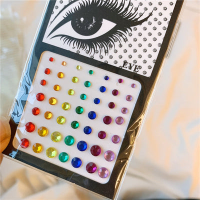 Colorful pearl and diamond eye and face decoration stickers in various sizes for makeup embellishment