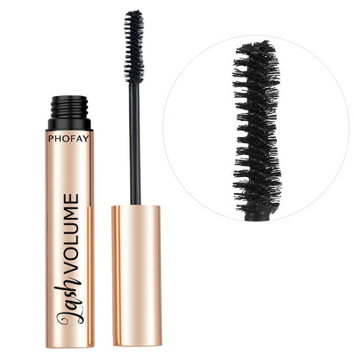 PHOFAY Volumizing Mascara with black lash brush and golden tube packaging