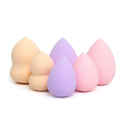 Set of multicolor water drop sponge puffs for wet and dry makeup application
