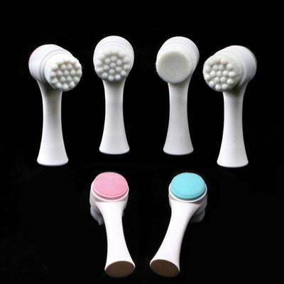 3D Double-sided Silicone Face Brush - Soft Fur & Multi-color Options